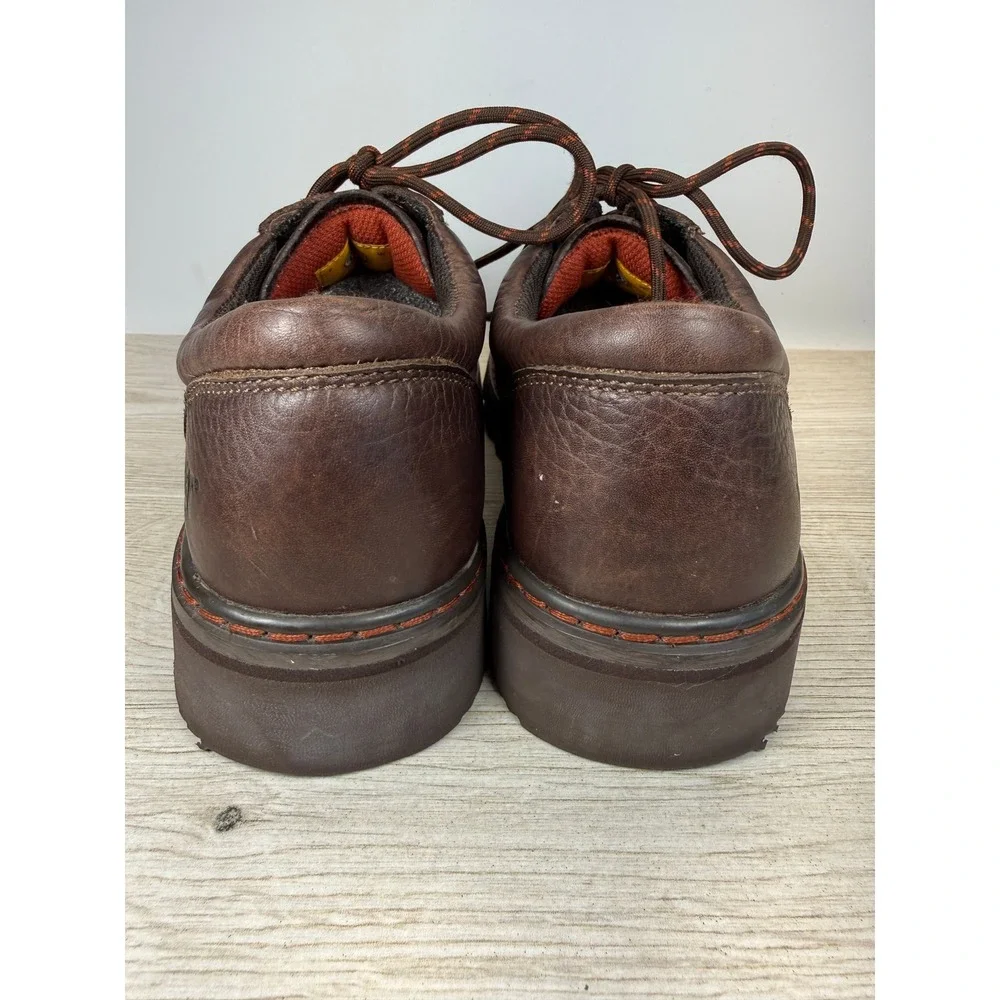 Rare 90s CAT Mens 9.5 Oxford Walking Machines Brown Leather Chunky Platform Lug
